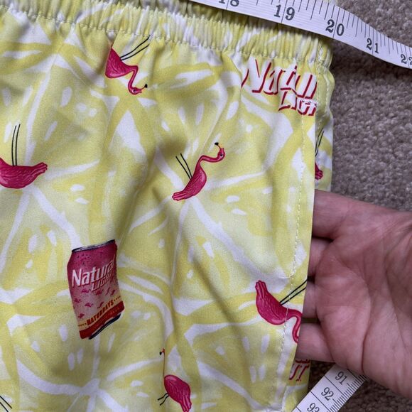 RSVLTS x Natural Light Swim Trunks Mens 3XL Beer Yellow Flamingo Lined Preppy - Picture 6 of 8